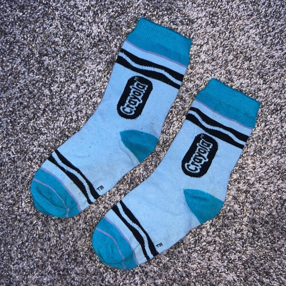 Crayola Accessories - Crayola Crayon Teal Turquoise Calf Socks for Kids Women Funny